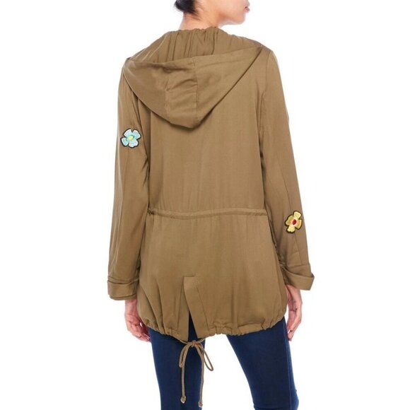 English Factory Olive Patched Rayon Military Jacket Size Small - Picture 2 of 5